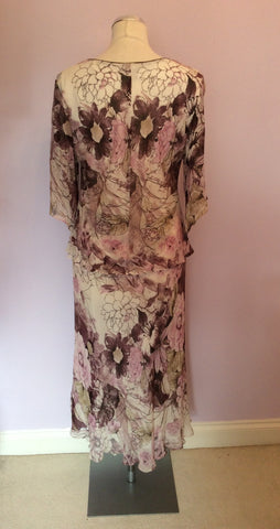 Roman Originals Purple & Pink Floral Print Dress & Scarf Size 14 - Whispers Dress Agency - Womens Dresses - 4