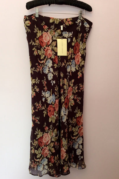 Brand New Laura Ashley Mulberry Floral Print Silk Long Skirt Size 16 - Whispers Dress Agency - Sold - 1
