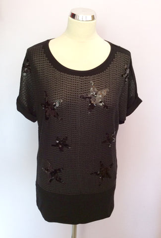 Brand New Monari Black Sequinned Star Design Top Size 14 - Whispers Dress Agency - Womens Tops - 1