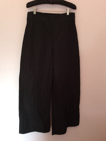 Sarah Pacini Black High Waisted Wide Leg Cotton Trousers Size 2 UK 12 - Whispers Dress Agency - Sold - 1