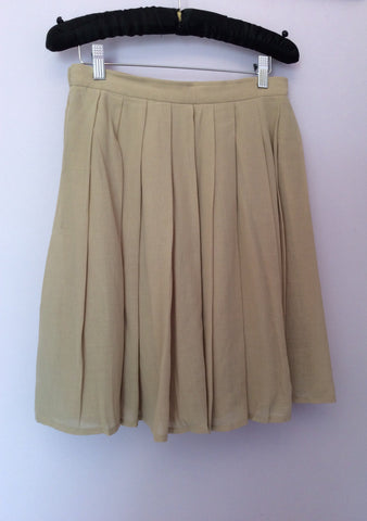 Vintage Jaeger Beige Pleated Skirt Size 12 Fit UK 8/10 - Whispers Dress Agency - Sold - 2