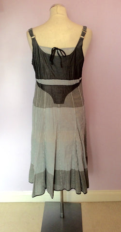 Marc Aurel Grey & Black Gingham Check & Stripe Cotton Dress Size 40 UK 12 - Whispers Dress Agency - Womens Dresses - 3