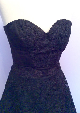 Karen Millen Black Lace Strapless Dress Size 8 - Whispers Dress Agency - Womens Dresses - 2