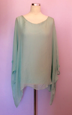 MADE IN ITALY LIGHT GREEN SILK FLOATY TOP ONE SIZE - Whispers Dress Agency - Sold