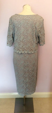 BRAND NEW PER UNA SILVER GREY LACE SPECIAL OCCASION DRESS SIZE 20 - Whispers Dress Agency - Sold - 3