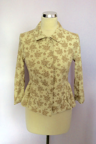 Laura Ashley Cream & Beige Floral Print Cotton Jacket Size 8 - Whispers Dress Agency - Womens Suits & Tailoring - 1