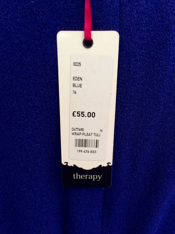 Brand New Therapy Blue Wrap Pleat Tulip Dress Size 16 - Whispers Dress Agency - Womens Dresses - 3