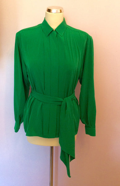 Vintage Jaeger Green Tie Belt Blouse Size 34" Approx 10/12 - Whispers Dress Agency - Sold - 1