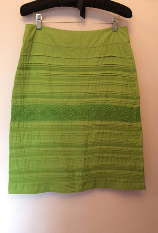 White Stuff Green Cotton Pleated Trim Skirt Size 8 - Whispers Dress Agency - Sold
