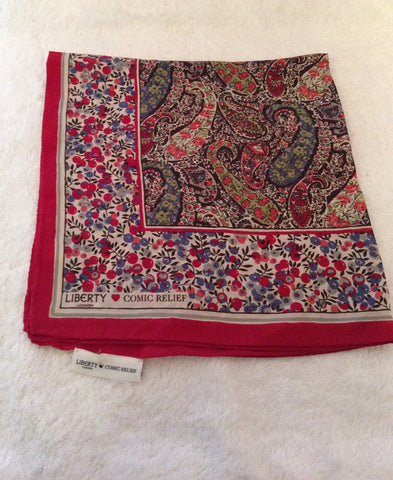 New Limited Edition Liberty Red/Blue Silk Scarf For Comic Relief - Whispers Dress Agency - Sold - 1