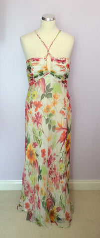 Laundry By Shelli Segal Floral Print Silk Long Dress Size 12 - Whispers Dress Agency - Womens Dresses - 1
