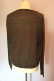 Nicole Farhi Brown & Gold Stripe Fine Knit Cardigan Size M - Whispers Dress Agency - Sold - 2