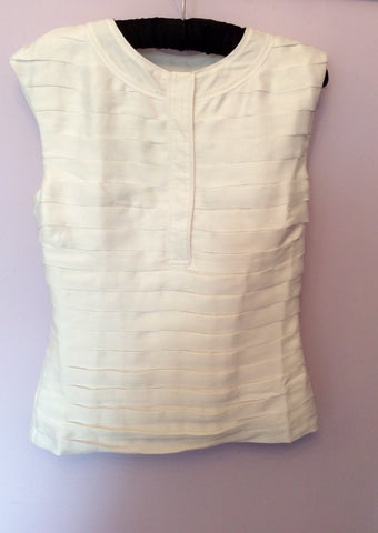 Brand New Ted Baker White Pleated Sleeveless Top Size 2 UK 10 - Whispers Dress Agency - Sold - 1