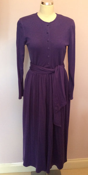 Vintage Jaeger Purple Wool Long Sleeve Dress Size 10 - Whispers Dress Agency - Sold - 1