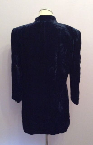 Gerry Weber Dark Blue Velvet Long Jacket Size 12 - Whispers Dress Agency - Sold - 2