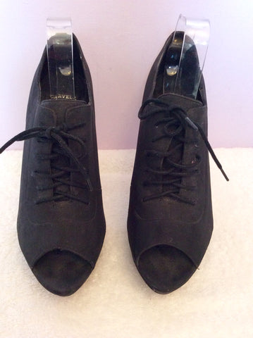 Carvela Black Suede Lace Up Peeptoe Heels Size 7/41 - Whispers Dress Agency - Womens Heels - 2