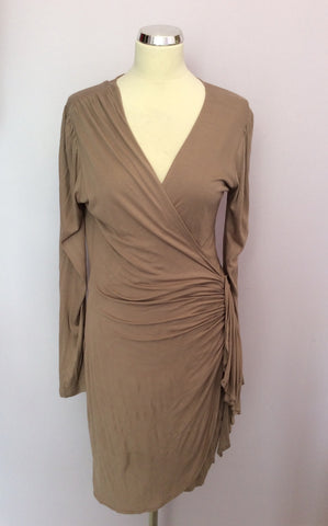 Religion Fawn / Blush Wrap Dress Size 12 - Whispers Dress Agency - Sold - 2