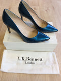 LK BENNETT FLORET ROYAL SAFFIANO PATENT LEATHER HEELS SIZE 6/39 - Whispers Dress Agency - Sold - 2