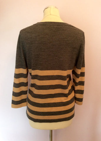 Jaeger Grey & Fawn Stripe Jumper Size 14 - Whispers Dress Agency - Sold - 2