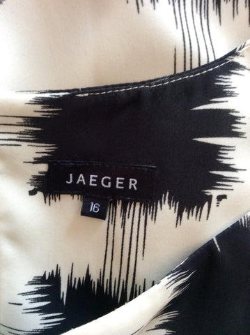 Brand New Jaeger Black & White Print Silk Dress With Tie Belt Size 16 - Whispers Dress Agency - Sold - 4
