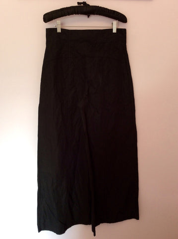 Sarah Pacini Black High Waisted Wide Leg Cotton Trousers Size 2 UK 12 - Whispers Dress Agency - Sold - 2