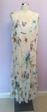 Cattiva White Floral Print Silk Dress & Over Blouse / Jacket Size 24 - Whispers Dress Agency - Sold - 4
