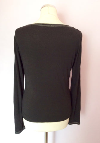Isabel De Pedro Black With Silver & Grey Print Long Sleeve Top Size 14 - Whispers Dress Agency - Womens Tops - 2