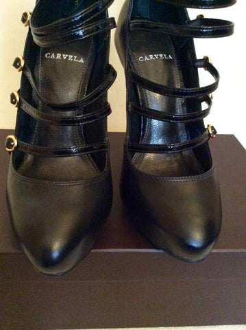 Brand New Carvela Black Strap Leather Heels Size 3/36 - Whispers Dress Agency - Womens Heels - 2