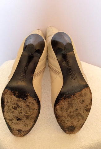Karen Millen Cream Leather Knee High Boots Size 5/38 - Whispers Dress Agency - Sold - 6