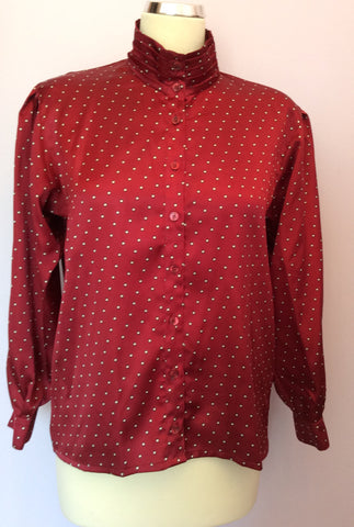 Vintage Jaeger Dark Red & Ivory Spot Blouse Size 34" Approx 10/12 - Whispers Dress Agency - Sold - 1