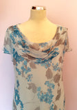 COUNTRY CASUALS LIGHT BLUE FLORAL PRINT SILK DRESS & JACKET SIZE 16 - Whispers Dress Agency - Sold - 7