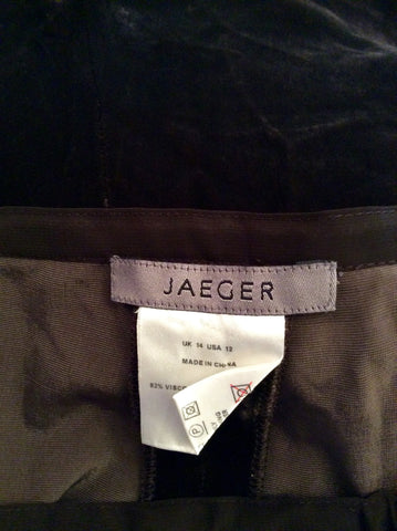 Jaeger Dark Olive Green Velvet Trousers Size 14 - Whispers Dress Agency - Womens Trousers - 3