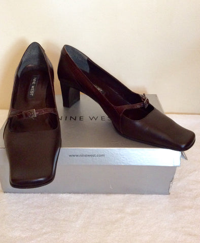 Nine West Brown Leather Buckle Strap Heels Size 7/40 - Whispers Dress Agency - Womens Heels - 1
