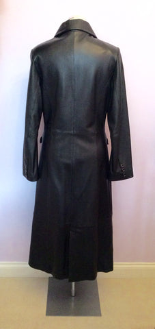 BRAND NEW BENNYS SHOP BLACK SOFT LEATHER LONG COAT SIZE S - Whispers Dress Agency - Womens Coats & Jackets - 4