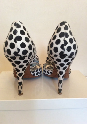 Alima Black & White Spot Canvas Peeptoe Heels Size 7/40 - Whispers Dress Agency - Womens Heels - 5