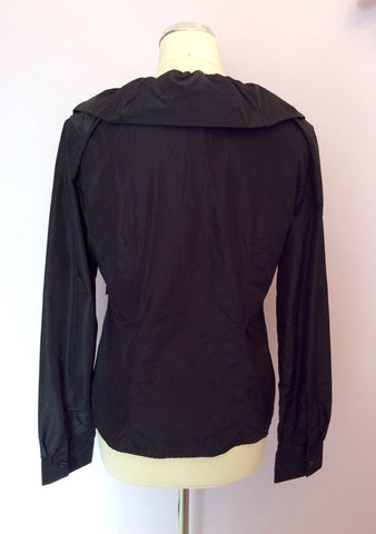 Love Moschino Black Frill V Neckline Blouse Size 12 - Whispers Dress Agency - Sold - 3