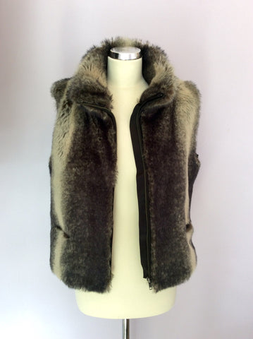 Planet Dark Brown Faux Fur Gilet Size 12 - Whispers Dress Agency - Sold - 3