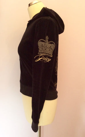 Juicy Couture Black Velour Hooded Zip Up Top Size M - Whispers Dress Agency - Sold - 3