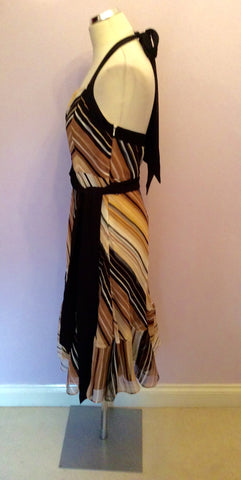 Coast brown print silk halterneck dress size 12 - Whispers Dress Agency - Womens Dresses - 2