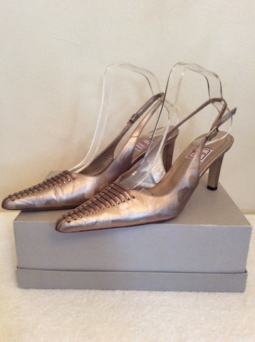 Renata Pale Gold Leather Slingback Heels Size 4/37 - Whispers Dress Agency - Womens Heels - 3