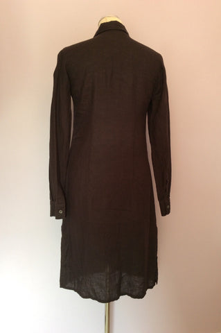 Jigsaw Dark Brown Irish Linen Shirt Dress Size 8 - Whispers Dress Agency - Womens Dresses - 3
