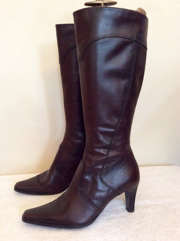 Tamaris Brown Leather Knee High Boots Size 3.5/36 - Whispers Dress Agency - Womens Boots - 2