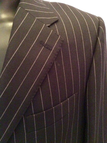 Aquascutum Charcoal Pinstripe Wool Suit Jacket Size 42L - Whispers Dress Agency - Mens Suits & Tailoring - 2