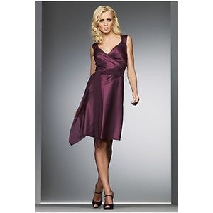 Brand New Amanda Wakeley Elements Burgundy Wine Satin Wrap Dress Size 16 - Whispers Dress Agency - Sold - 1