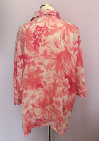 Elizabeth By Liz Claibourne Pink Floral Linen Shirt Size XL - Whispers Dress Agency - Sold - 2
