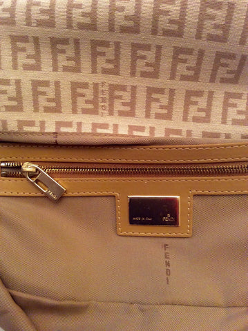Fendi Beige Monogrammed Fabric & Leather Shoulder Bag - Whispers Dress Agency - Sold - 6