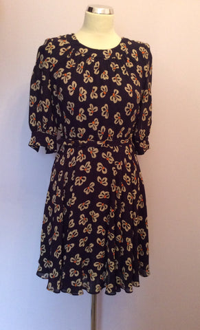 Whistles Dark Blue Print Short Sleeve Dress Size 8 - Whispers Dress Agency - Sold - 1