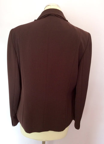 Jacques Vert Brown Jacket & Floral Skirt & Scarf Suit Size 14 - Whispers Dress Agency - Sold - 5