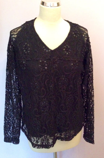 Verse Black Lace With Beads & Sequins V Neck Top - Whispers Dress Agency - Womens Tops - 1