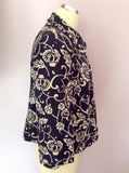 Hobbs Purple & Ivory Linen Print Jacket Size 14 - Whispers Dress Agency - Sold - 2